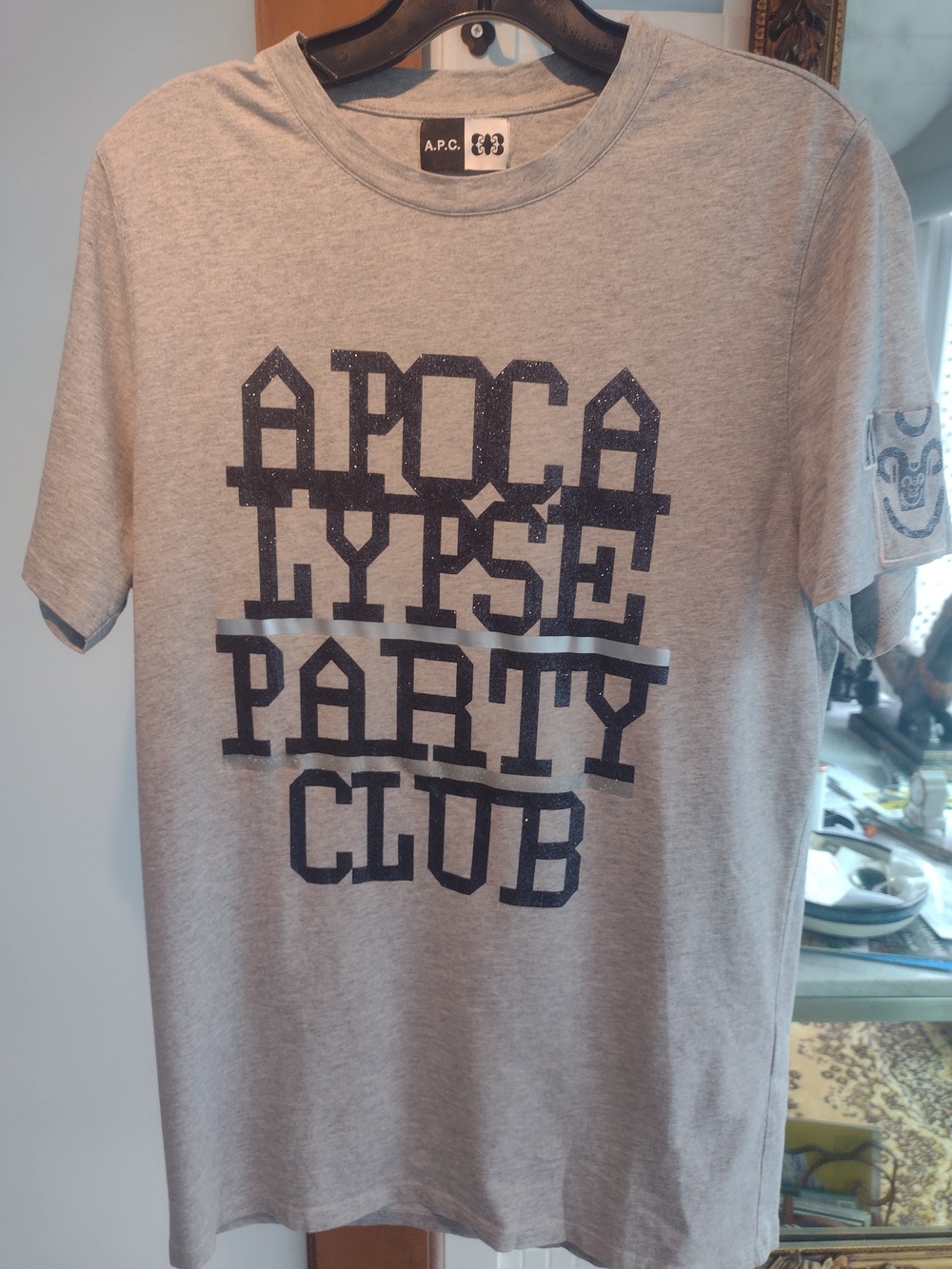 A.P.C. Light Gray Graphic 'APOCALYPSE PARTY CLUB' Tee